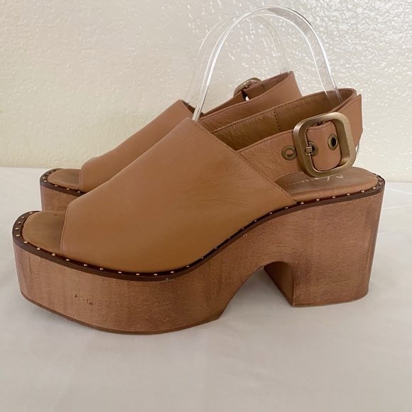Anthropologie Women's Wooden Platform Clog Sandals